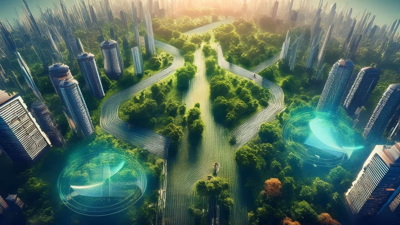 Concepto de Ciudad Inteligente generado por Adobe IA.